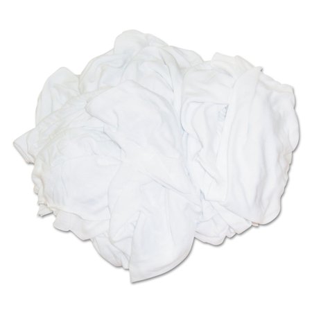 HOSPECO New Bleached White T-Shirt Rags, Multi-Fabric, 25 lb Polybag 455-25BP